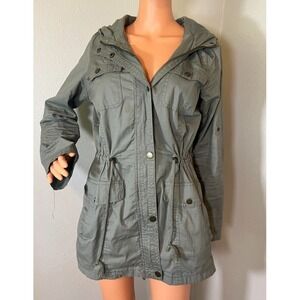 YMI Utility Anorak Jacket Women's Large Olive Moss Green Hooded Drawstring Coat